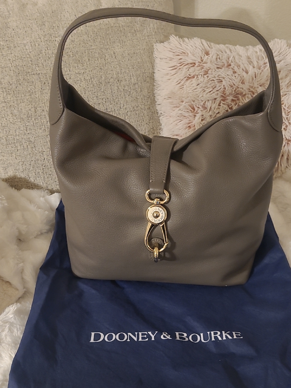 Dooney & Bourke Greyish Taupe Shoulder / Hobo Bag - EUC